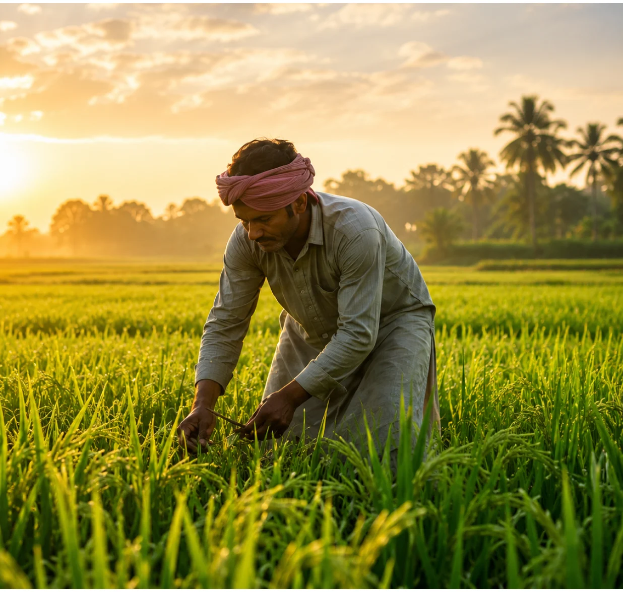 Farmer in Punjab Rice Field