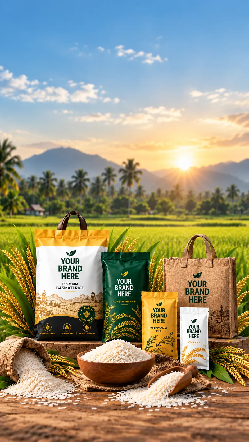 Private Labeling Rice Packaging Mockup Mobile